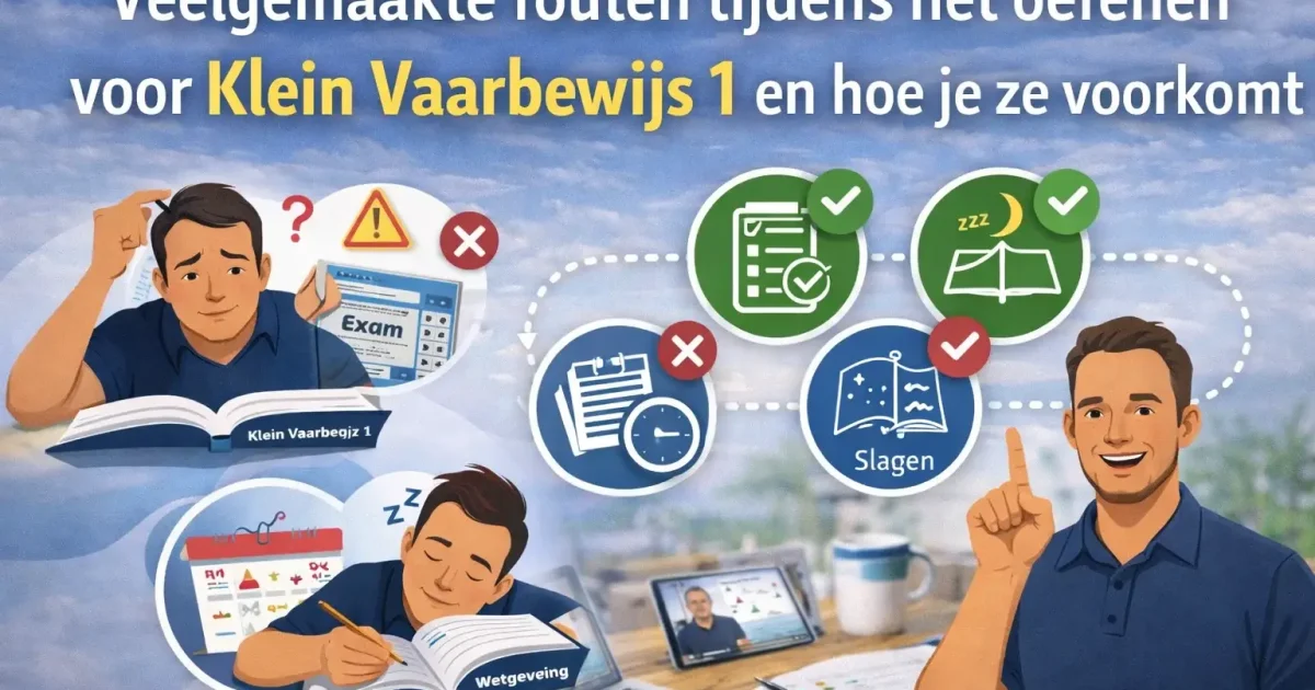 Veelgemaakte fouten tijdens het oefenen voor Klein Vaarbewijs 1 en tips om deze te voorkomen.
