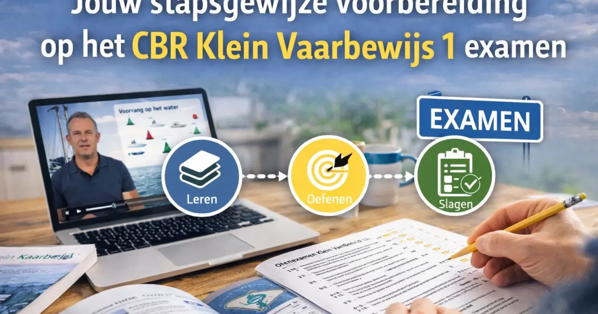 Stapsgewijze voorbereiding op het CBR-examen Klein Vaarbewijs 1: leren, oefenen en slagen.